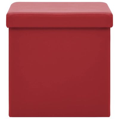 vidaXL Skladacia úložná taburetka vínová-červená PVC