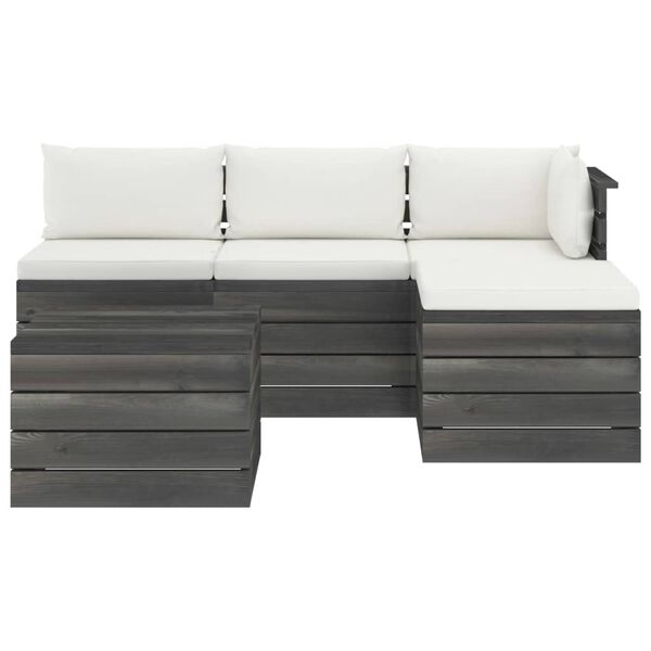 vidaXL 5-dielna záhradná sedacia súprava z paliet s podložkami masívna borovica