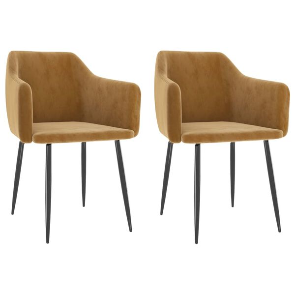 vidaXL Jedálenské stoličky 2 ks, hnedé, zamat