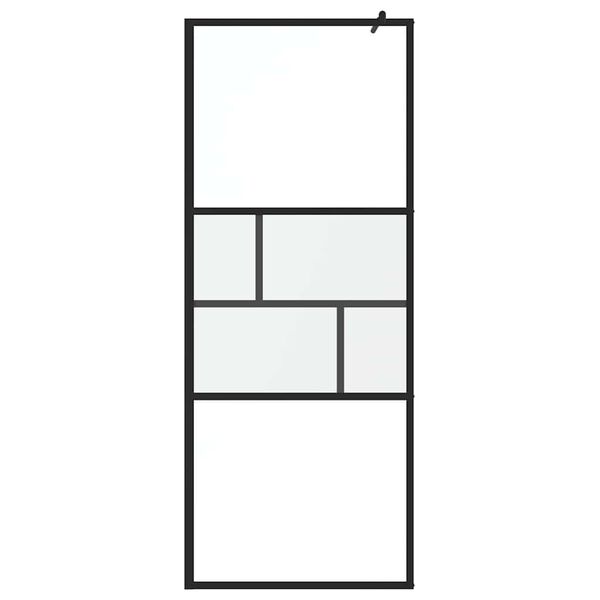 vidaXL Stena walk-in sprchy Čierna 80 x 195 x 0.5 cm Sklo a hliník