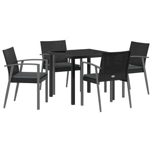 vidaXL Z&aacute;hradn&yacute; jed&aacute;lensk&yacute; set 5 pcs Čierna a &Scaron;ed&aacute; PE ratan