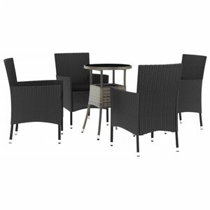 vidaXL 5-dielna z&aacute;hradn&aacute; bistro s&uacute;prava s vank&uacute;&scaron;mi čierna polyratan