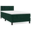 vidaXL Posteľn&yacute; r&aacute;m boxsping s matracom tmavozelen&yacute; 90x190 cm zamat