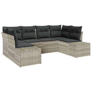 vidaXL S&uacute;prava z&aacute;hradn&yacute;ch pohoviek 6 pcs Svetlosiv&aacute; Poly ratan