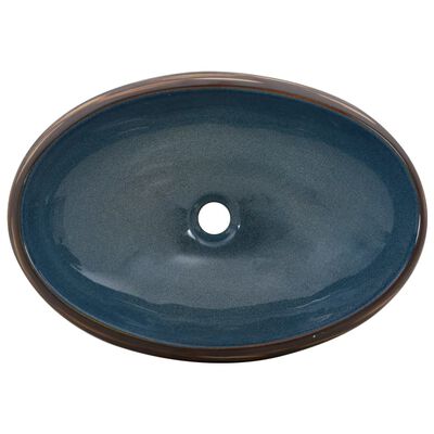 vidaXL Umývadlo na dosku čierno-modré oválne 59x40x15 cm keramické