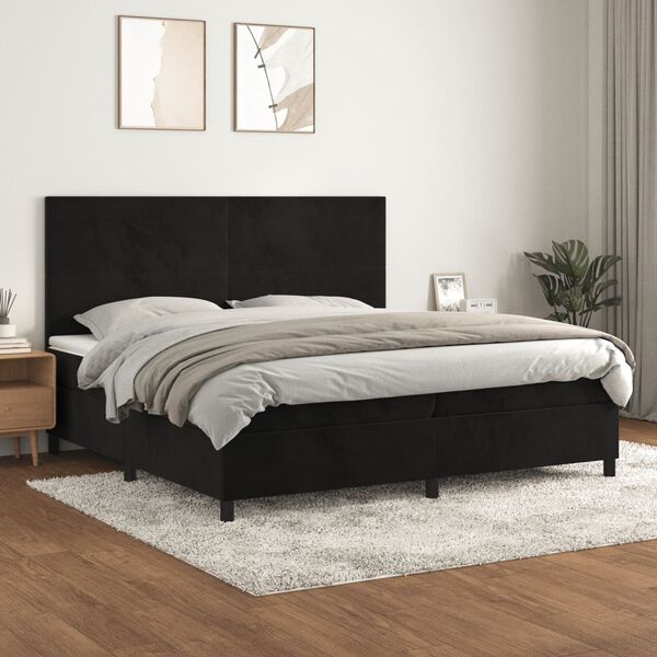 vidaXL Posteľn&yacute; r&aacute;m boxspring s matracom čierny 200x200 cm zamat