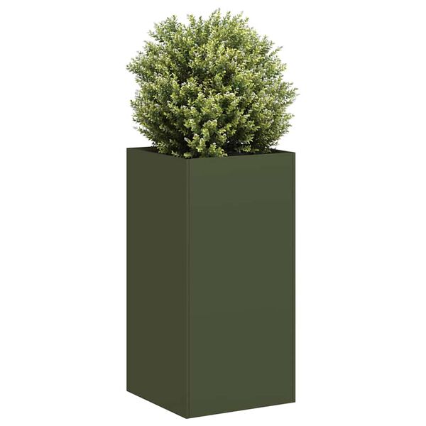 VidaXL kvetináč Olive Green 40x40x80 cm Oceľ valcovaná za studena