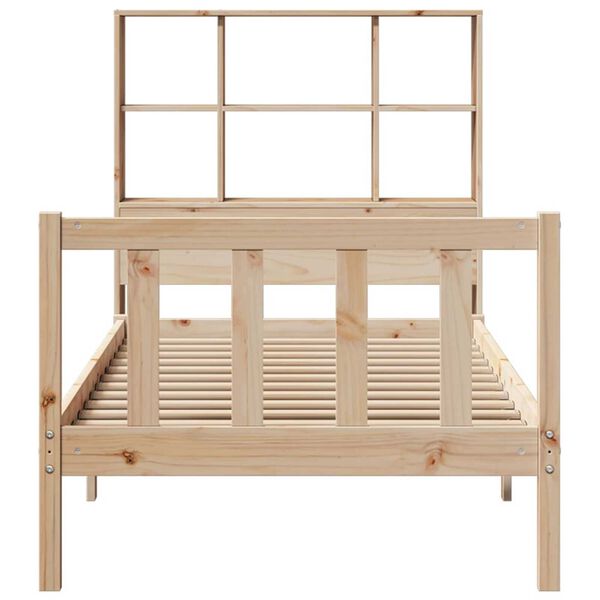 vidaXL Posteľ s knižnicou bez matraca 90x190 cm borovicov&yacute; mas&iacute;v