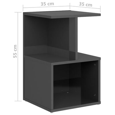 vidaXL Nočné stolíky 2 ks, lesklé sivé 35x35x55 cm, kompozitné drevo