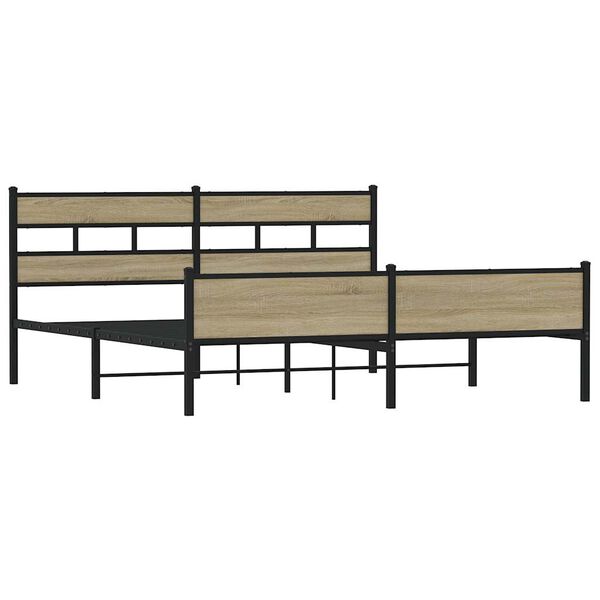 vidaXL Kovov&yacute; posteľn&yacute; r&aacute;m bez matraca dub sonoma 180x200 cm