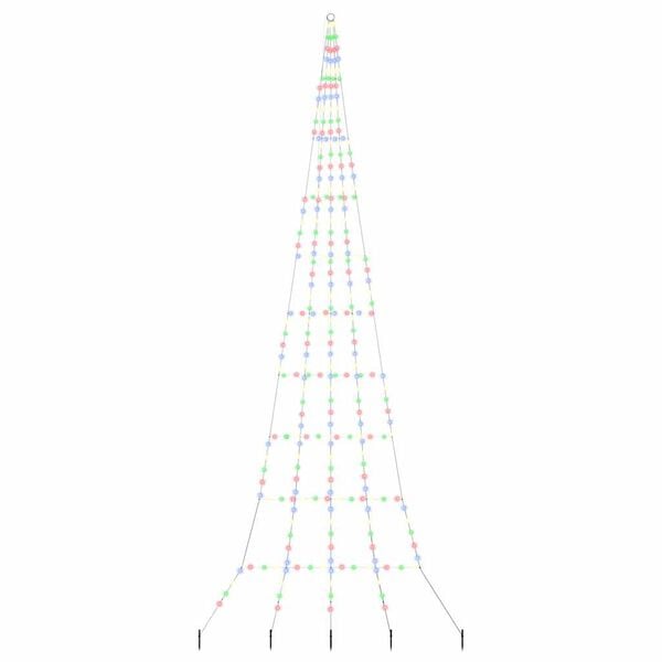 vidaXL LED Vianočný stromček so zemnými kolíkmi Viacfarebný 500 cm Kov