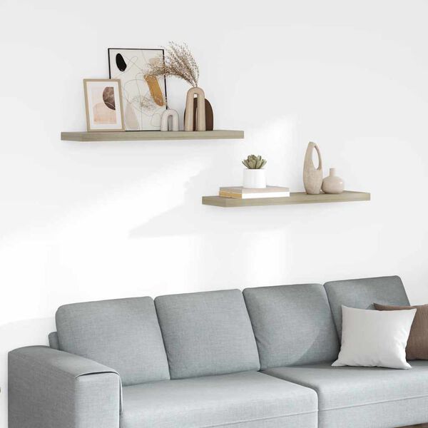 vidaXL Pl&aacute;vaj&uacute;ce n&aacute;stenn&eacute; police 2 ks, dubov&eacute; 90x23,5x3,8 cm, MDF