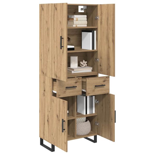 vidaXL Highboard so z&aacute;suvkou 2 pcs Remeseln&yacute; dub 69,5 x 34 x 180 cm