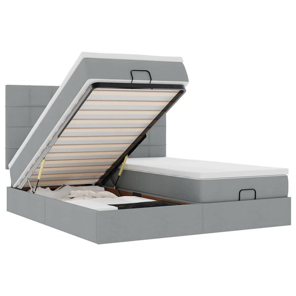 vidaXL Osmanský rám postele s matracmi svetlosivá 160x200 cm látka