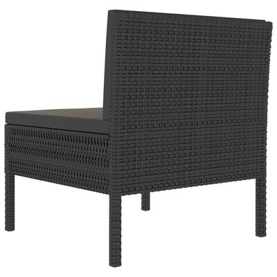 vidaXL Záhradné stoličky 3 ks s podložkami, polyratan, čierne