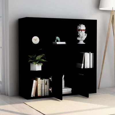 vidaXL Knižnica, čierna 98x30x98 cm, kompozitné drevo