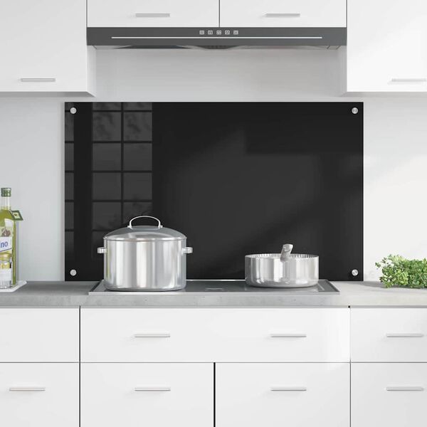 vidaXL Kuchynský backsplash Čierna 100 x 60 cm tvrdené sklo