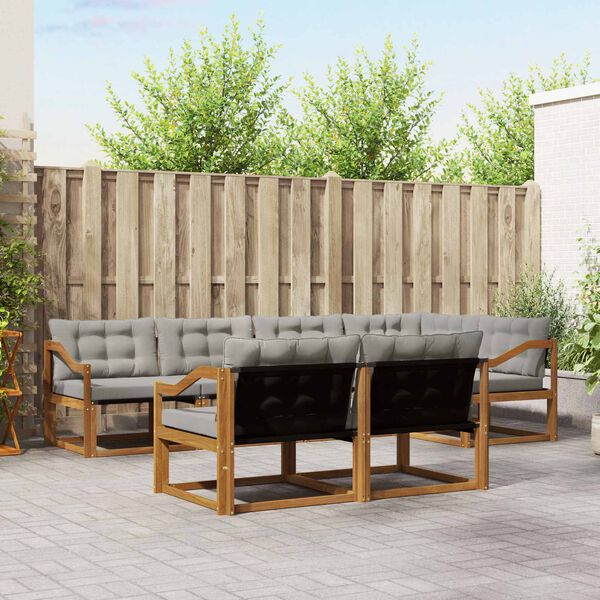 vidaXL Z&aacute;hradn&aacute; s&uacute;prava gaučov s vank&uacute;&scaron;om 7 pcs Pr&iacute;rodn&aacute; a svetlosiv&aacute;