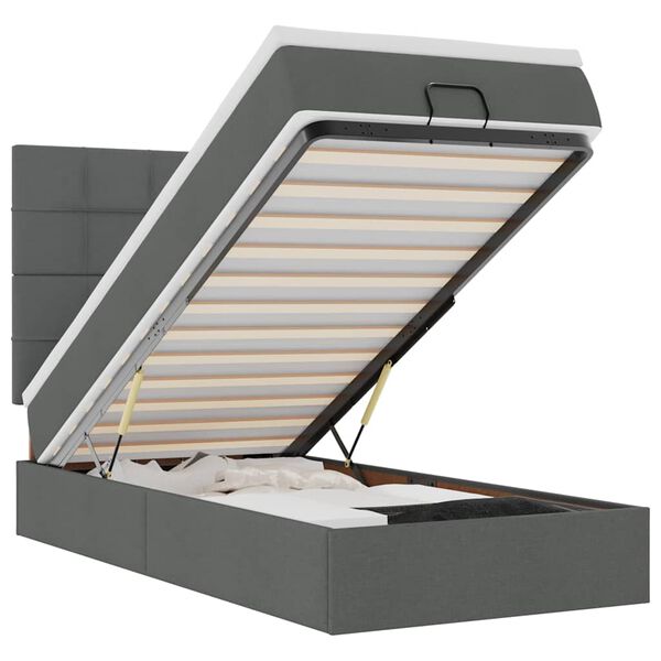 vidaXL Osmanský rám postele s matracom tmavosivá 100x200 cm látka