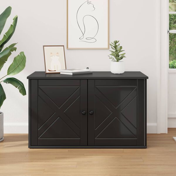 vidaXL Mačka Dom Čierna 85 x 55 x 50,5 cm Kompozitn&eacute; drevo