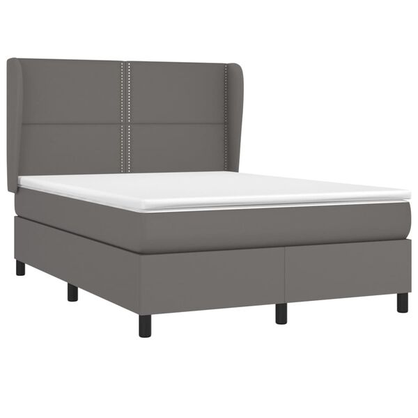 vidaXL Boxspring posteľ s matracom sivá 140x200 cm umelá koža