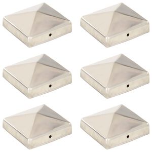 vidaXL Pyram&iacute;dov&eacute; krytky na plotov&eacute; stĺpiky 6 ks 81x81 mm nehrdzavej&uacute;ca oceľ