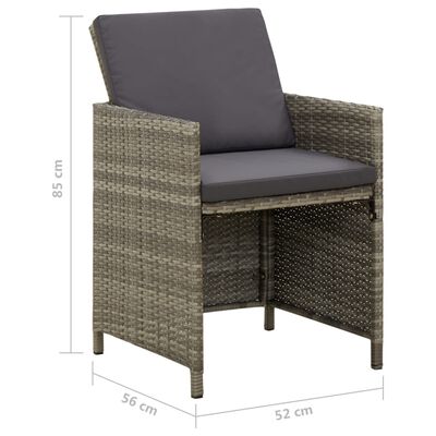 vidaXL Záhradné stoličky so sedákmi 4 ks polyratanové sivé