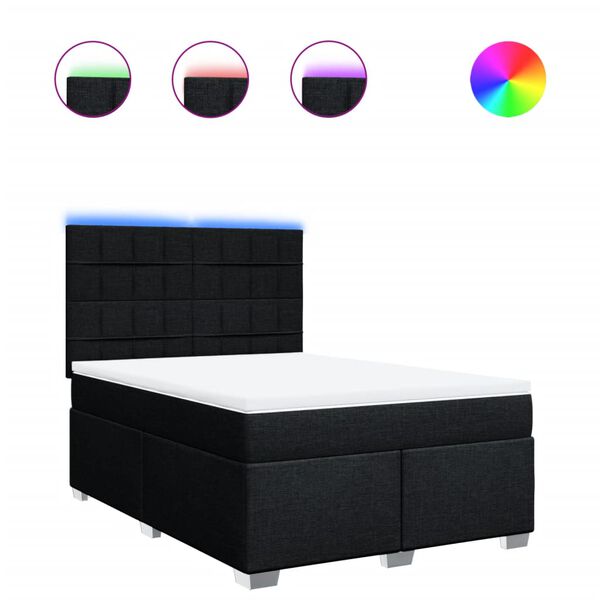 vidaXL Posteľn&yacute; r&aacute;m boxspring s matracom čierny 160x200 cm l&aacute;tka