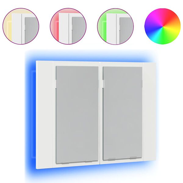 vidaXL LED kúpeľňová zrkadlová skrinka biela 60x12x45 cm akryl