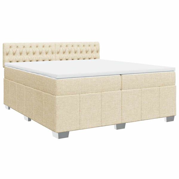 vidaXL Boxspring posteľ s matracom kr&eacute;mov&aacute; 200x200 cm l&aacute;tka