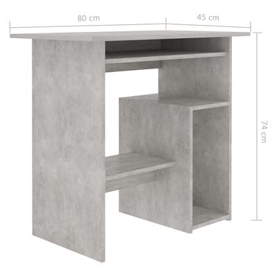 vidaXL Písací stôl, betónovo sivý 80x45x74 cm, drevotrieska