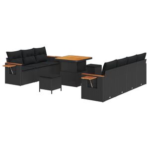 vidaXL S&uacute;prava z&aacute;hradn&yacute;ch pohoviek s vank&uacute;&scaron;om 13 pcs Čierna polyratan