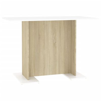 vidaXL Jedálenský stôl biely a farby dubu sonoma 110x60x75 cm drevo