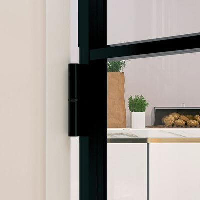 vidaXL Vnútorné dvere čierne 76x201,5 cm tvrdené sklo a hliník úzke