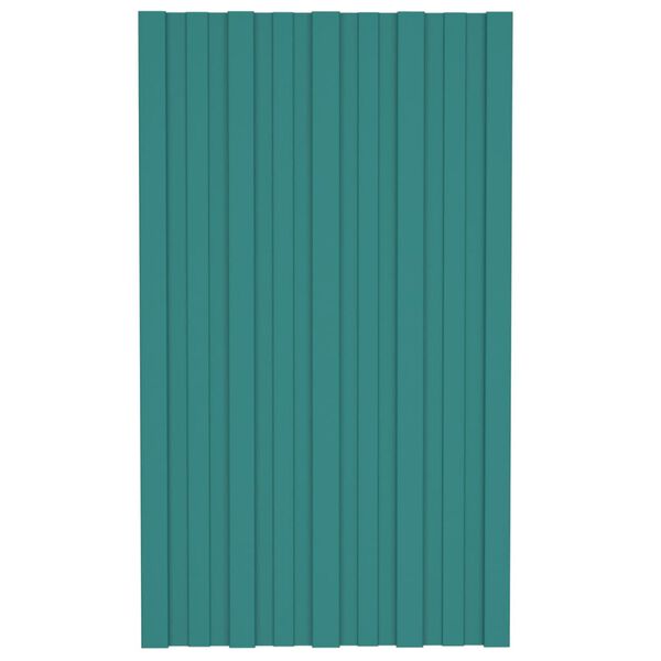 vidaXL Strešné panely 12 ks pozinkovaná oceľ zelené 80x45 cm