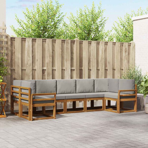 vidaXL Z&aacute;hradn&aacute; s&uacute;prava gaučov s vank&uacute;&scaron;om 7 pcs Pr&iacute;rodn&aacute; a svetlosiv&aacute;