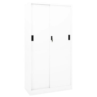 vidaXL Kancelárska skriňa s posuvnými dverami biela 90x40x180 cm oceľ