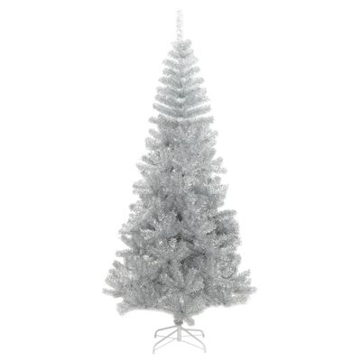 vidaXL Umelý vianočný stromček so stojanom, strieborný 240 cm, PET