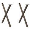 vidaXL Nohy k jed&aacute;lensk&eacute;mu stolu v tvare X, 2 ks, pr&iacute;rodn&aacute; oceľ, 70 x (72-73) cm, oceľ