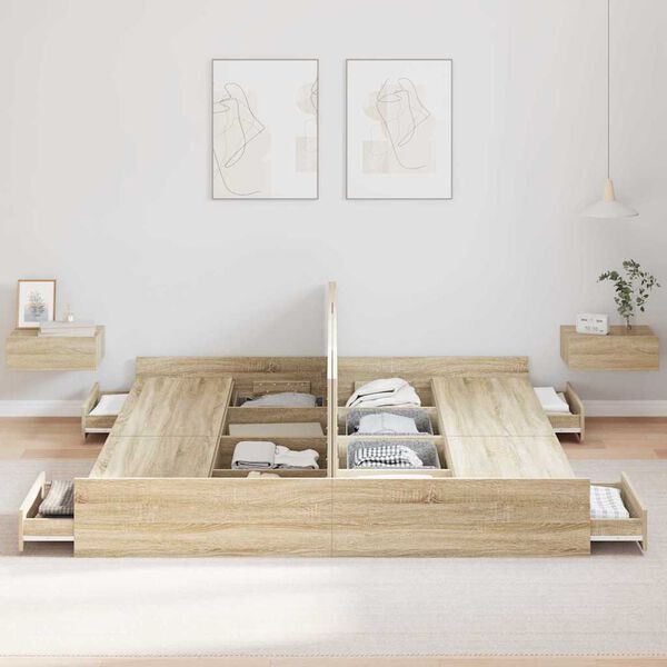 vidaXL Rám postele s úložným prostorem Sonoma dub 180 x 200 cm