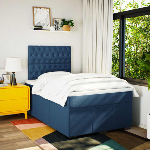 vidaXL Boxspring posteľ s matracom modr&aacute; 120x190 cm l&aacute;tka