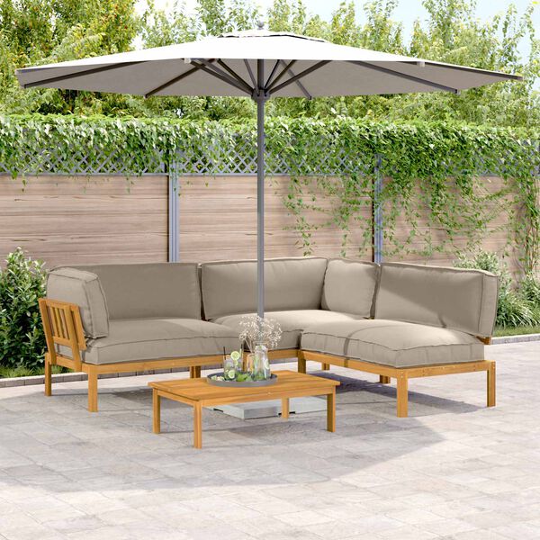 vidaXL Sada pohoviek s vank&uacute;&scaron;om 4 pcs Sivohned&aacute; Pevn&eacute; ak&aacute;ciov&eacute; drevo