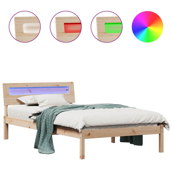 vidaXL R&aacute;m postele Hned&aacute; 90 x 200 cm Mas&iacute;vne borovicov&eacute; drevo