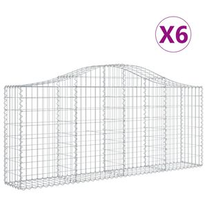 vidaXL Obl&uacute;kov&eacute; gabionov&eacute; ko&scaron;e 6 ks 200x30x80/100cm pozinkovan&eacute; železo
