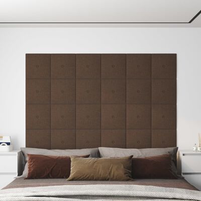 vidaXL Nástenné panely 12 ks hnedé 30x30 cm látková 1,08 m²