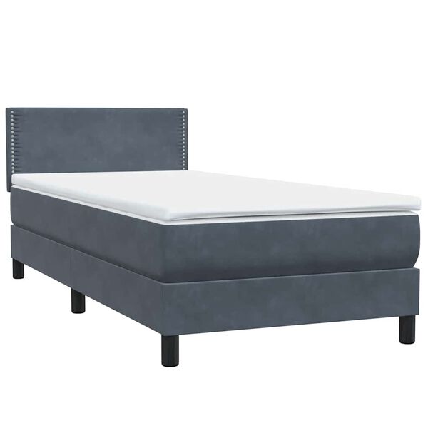 vidaXL Posteľn&yacute; r&aacute;m boxspring s matracom tmavosiv&yacute; 90x210 cm zamat