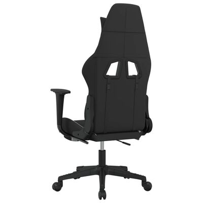 vidaXL Herná stolička s podnožkou čierna a biela látková