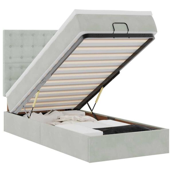 vidaXL Osmanský rám postele s matracmi svetlosivá 80x200 cm zamat