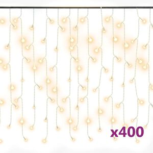 vidaXL LED z&aacute;clonov&eacute; svetl&aacute; cenc&uacute;le 10 m 400 LED tepl&aacute; biela 8 funkci&iacute;