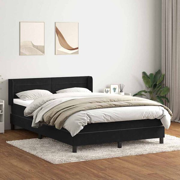 vidaXL Posteľn&yacute; r&aacute;m boxspring s matracom čierny 160x210 cm zamat